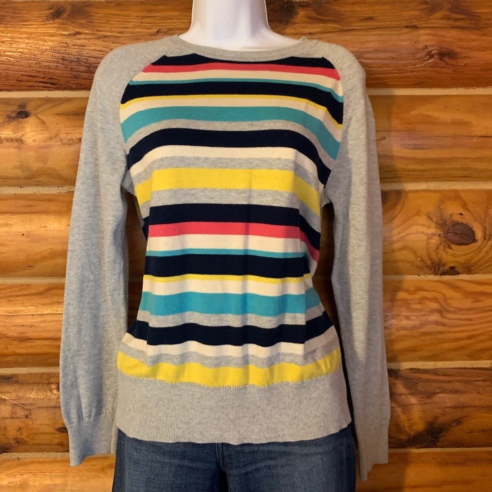 Chaps Multicolored Striped Preppy Crewneck Sweater Medium